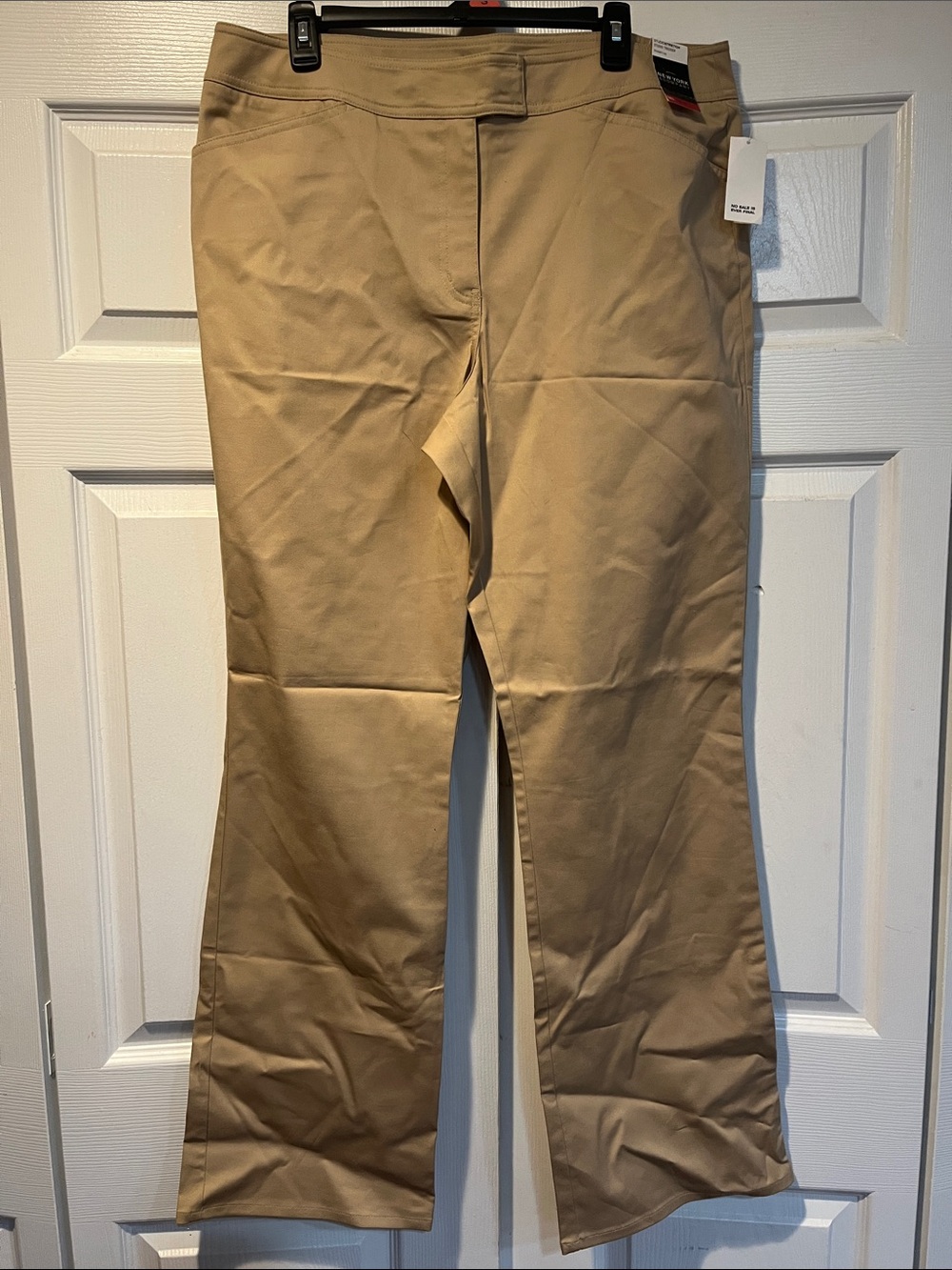 New York & Company Women’s 16 Tall Khaki Cream Studio Trousers Straight Leg